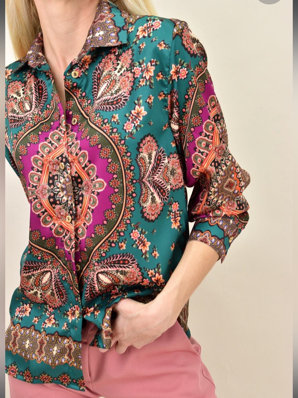 ZARA long sleeve button up, Sz L.